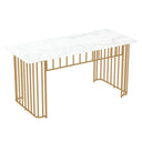 Glam White Dining Table Set with 4 Chairs – Gold Metal Base