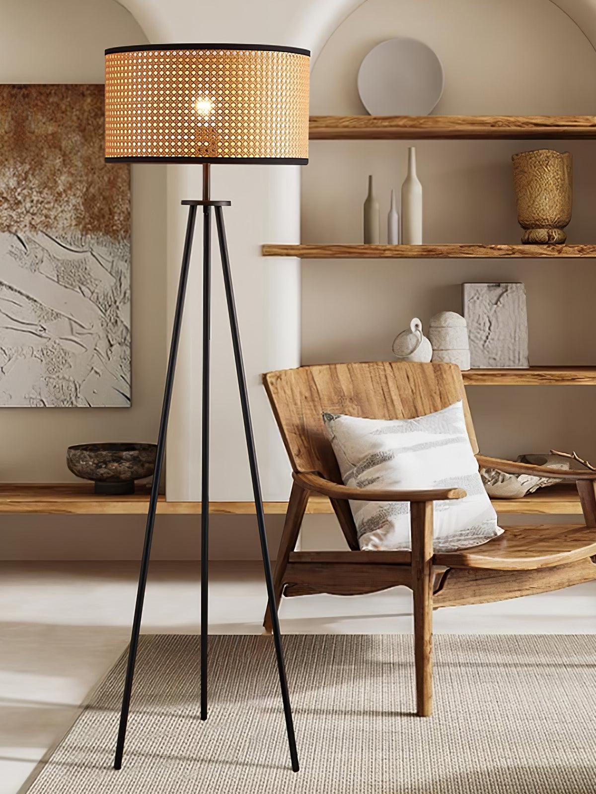 Rattan Tripod Floor Lamp