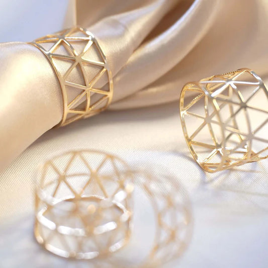 Gold Geometric Napkin Rings
