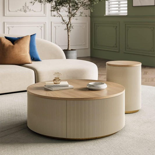 Minimalist Solid Wood Coffee Table with Storage