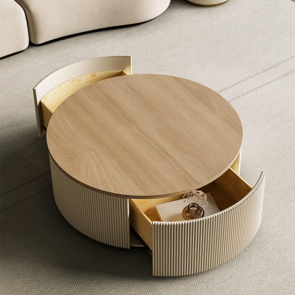 Minimalist Solid Wood Coffee Table with Storage