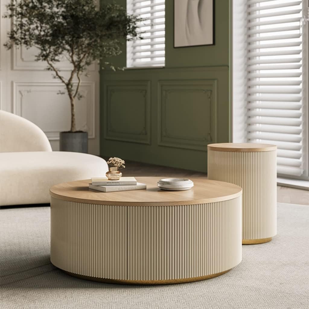 Minimalist Solid Wood Coffee Table with Storage