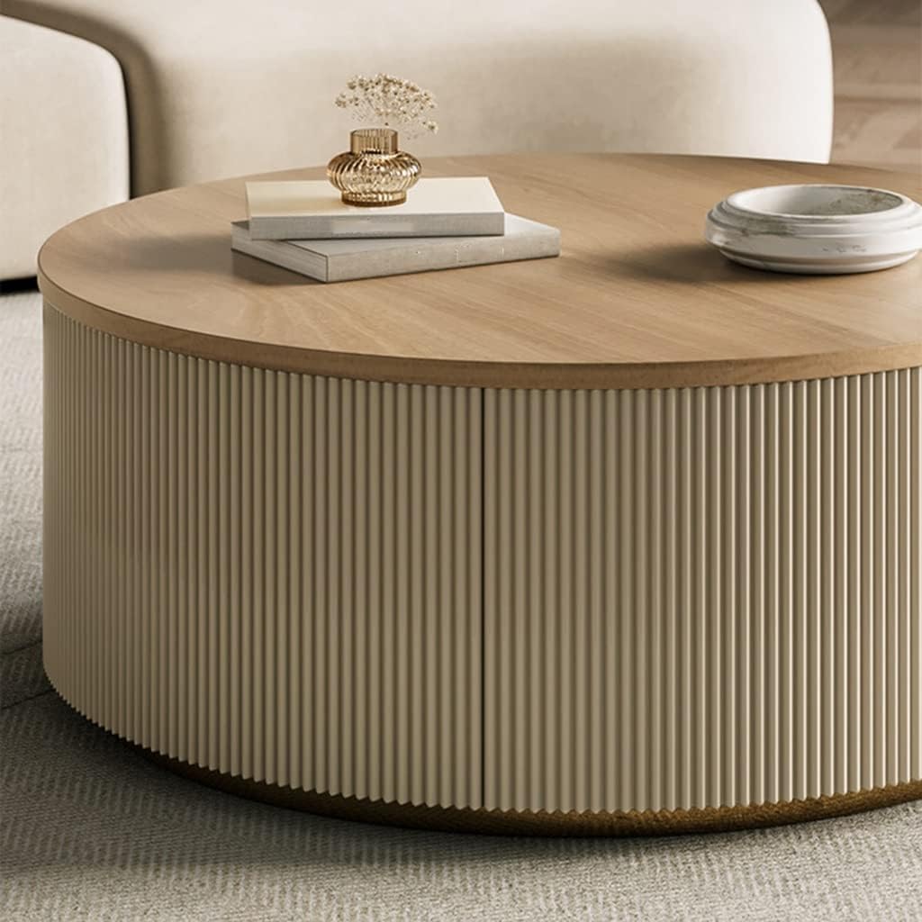 Minimalist Solid Wood Coffee Table with Storage