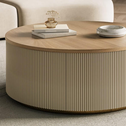 Minimalist Solid Wood Coffee Table with Storage