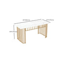 Glam White Dining Table Set with 4 Chairs – Gold Metal Base