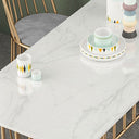Glam White Dining Table Set with 4 Chairs – Gold Metal Base