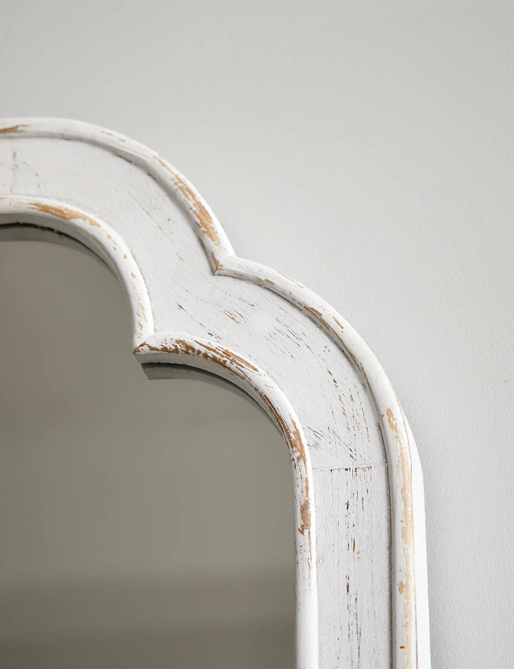 White Distressed Wooden Mirror