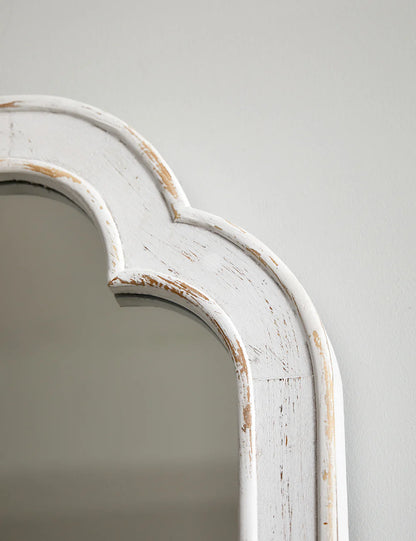 White Distressed Wooden Mirror