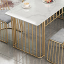 Glam White Dining Table Set with 4 Chairs – Gold Metal Base